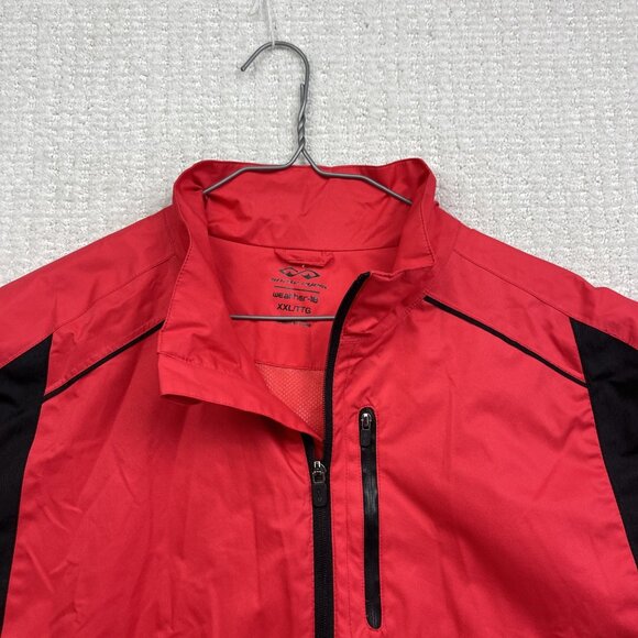 Snake Eyes Weather-18 Wind Shirt Mens 2XL Full Zip Golf Windbreaker Red / Black* - Picture 2 of 16